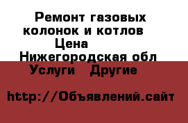 Ремонт газовых колонок и котлов. › Цена ­ 300 - Нижегородская обл. Услуги » Другие   